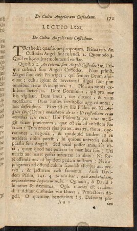 371-381, Lectio LXXI. De Cultu Angelorum Custodum. - Lectio LXXII. Continuatio hujus Materiae.