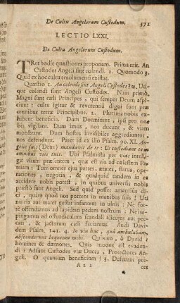 371-381, Lectio LXXI. De Cultu Angelorum Custodum. - Lectio LXXII. Continuatio hujus Materiae.