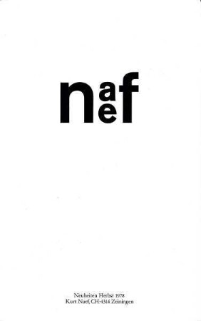 Spielzeug-Produktprospekt "Neuheiten Herbst 1978" des Unternehmens Kurt Naef Spielzeug