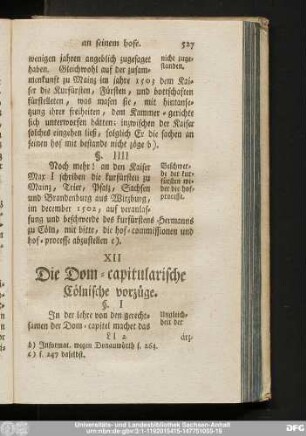 XII Die Dom-capitularische Cölnische vorzüge.
