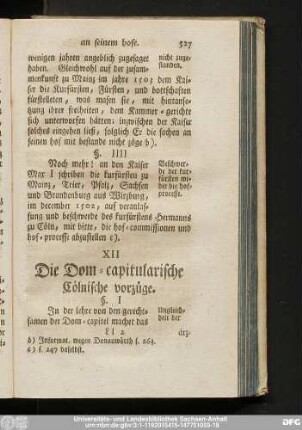 XII Die Dom-capitularische Cölnische vorzüge.