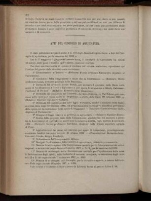 Atti del Consiglio di agricoltura.