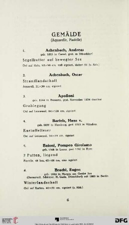 Gemälde (Aquarelle, Pastelle) (Nr. 1-145)