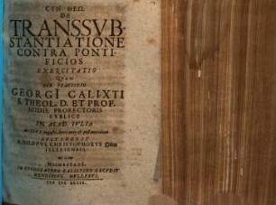 De Transsubstantiatione Contra Pontificios Exercitatio
