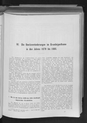VI. Die Besitzveränderungen im Grundeigenthume in den Jahren 1878 bis 1885.