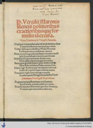 Aeneis politioribus exactioribusque formulis iam excusa