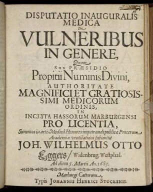 Disputatio Inauguralis Medica De Vulneribus In Genere