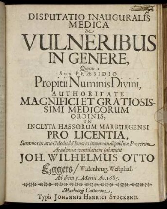 Disputatio Inauguralis Medica De Vulneribus In Genere