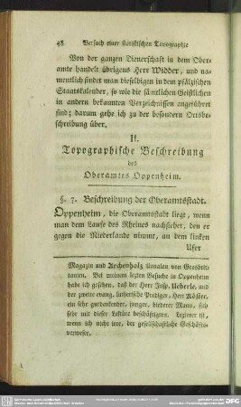 II. Topographische Beschreibung des Oberamtes Oppenheim