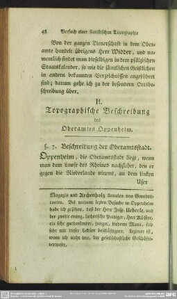 II. Topographische Beschreibung des Oberamtes Oppenheim