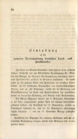 Einladung zu der neunten Versammlung deutscher Land- und Forstwirthe.