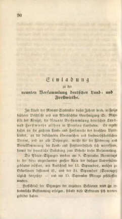 Einladung zu der neunten Versammlung deutscher Land- und Forstwirthe.