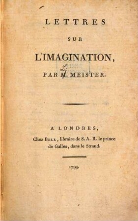Lettres sur l'imagination
