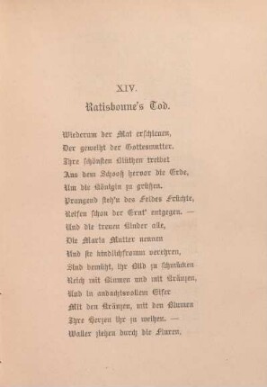 XIV. Ratisbonne's Tod.