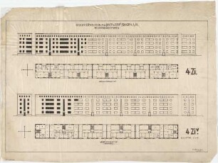Billing, Hermann; Singen am Hohentwiel; Stadterweiterung - Reihenhaustypen (6 Ansichten; 2 Grundrisse)