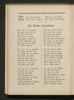 Der Mutter vorzusingen