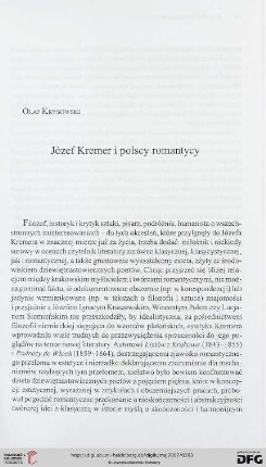 Józef Kremer i polscy romantycy