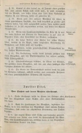 Zweiter Titel. Von Sachen und deren Rechten überhaupt