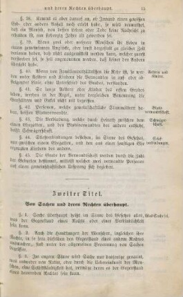 Zweiter Titel. Von Sachen und deren Rechten überhaupt