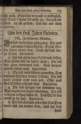 Von den Heil. Zehen Geboten.