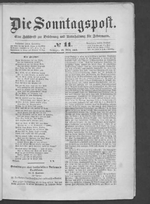 Die Sonntagspost. 1855-1876