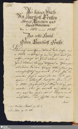 1. Capitel. Leben Churfürst Ernsts.