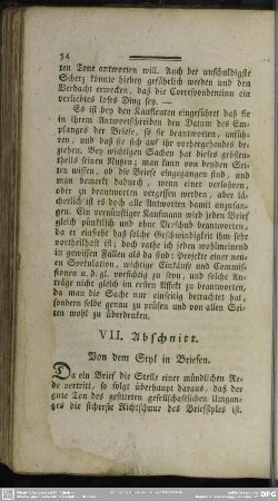 VII. Abschnitt. Von dem Styl in Briefen