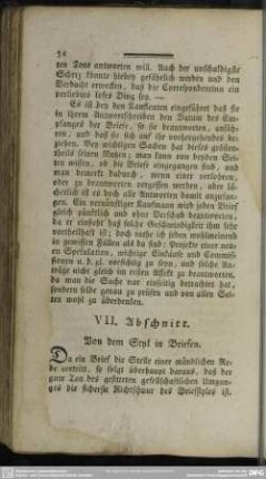 VII. Abschnitt. Von dem Styl in Briefen