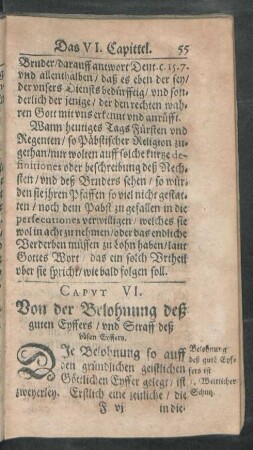Caput VI. Von der Belohnung deß guten Eyffers/ und Straff deß bösen Eyffers