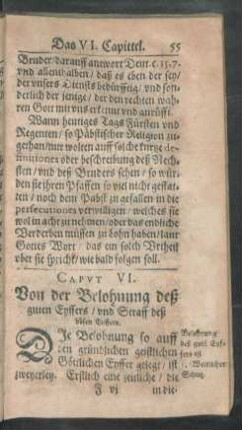 Caput VI. Von der Belohnung deß guten Eyffers/ und Straff deß bösen Eyffers