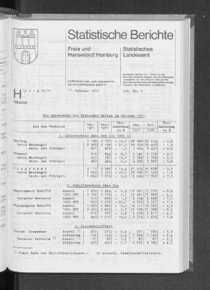Der Seeverkehr des Hamburger Hafens im Oktober 1971 : Lfd. Nr. 9
