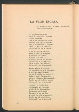 La flor escasa : (Al melódico zorzal amigo: Fernando Díaz - con aprecio.