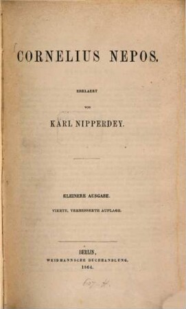 Cornelius Nepos : Erklaert von Nipperdey