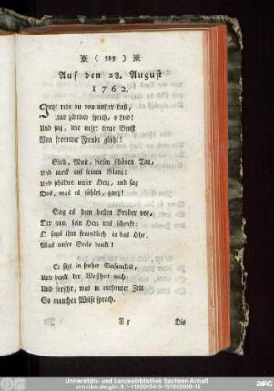 Auf den 28. August 1762.
