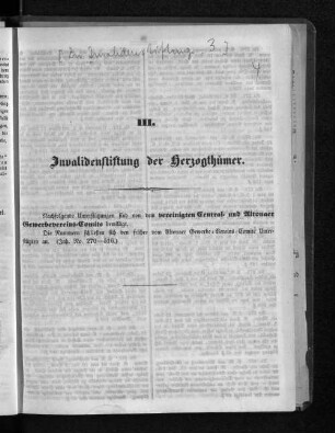 III. Invalidenstiftung der Herzogthümer.