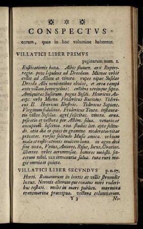Conspectus eorum, quae in hoc volumine habentur.