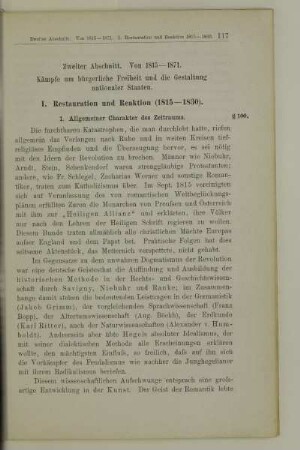Zweiter Abschnitt. Von 1815-1871. Kämpfe um bürgerliche Freiheit und die Gestaltung nationaler Staaten
