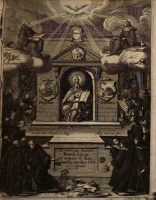 Calendarium Annale Benedictinum Per Menses Et Dies Sanctis ejusdem Ordinis inscriptum : Accessêre SS. Icones cupris expressae .... 4. (1675). - 803 S. : Ill.
