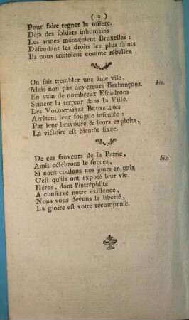 Chanson A L'Honneur de Volontaires Bruxellois, A l'occasion de la glorieuse Journée du 20 Septembre 1787.
