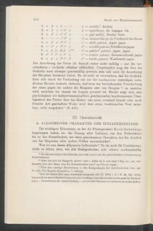 III. Charakteristik