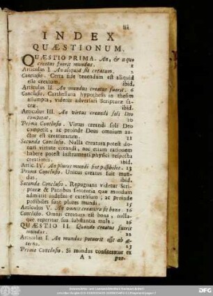 Index Quaestionum.