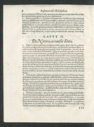 Caput II. De Natura, ac caußis Entis.