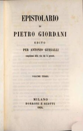 Opere di Pietro Giordani. 3, Epistolario di Pietro Giordani ; 3
