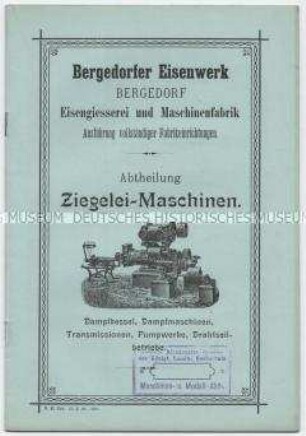 Bergedorfer Eisenwerk Abtheilung Ziegelei-Maschinen