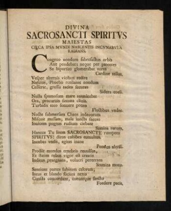 Divina Sacrosancti Spiritus...