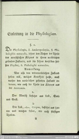Einleitung in die Physiologiam