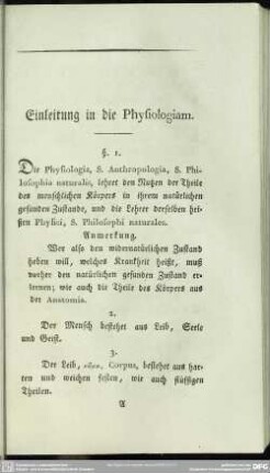 Einleitung in die Physiologiam