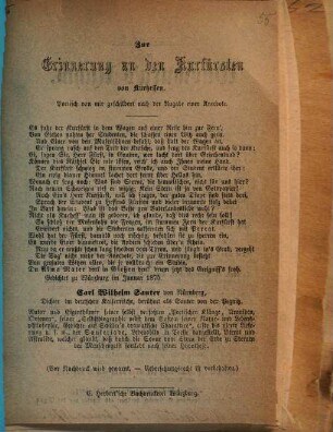 Zur Erinnerung an den Kurfürsten von Kurhessen