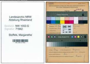Entnazifizierung Margarethe Stoffels, geb. 10.05.1912 (Kauffrau)
