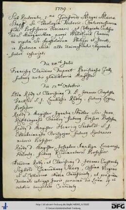 [fol. 290] Rektorat Gottfried Magnus Maria Stapf 1739